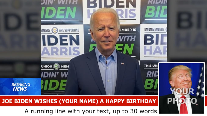 Gig Preview - Make greeting news video where president joe biden wishes a happy birthday