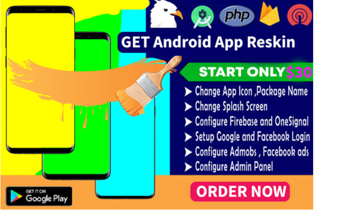 Bestseller - reskin, rebrand and customized, publish android app