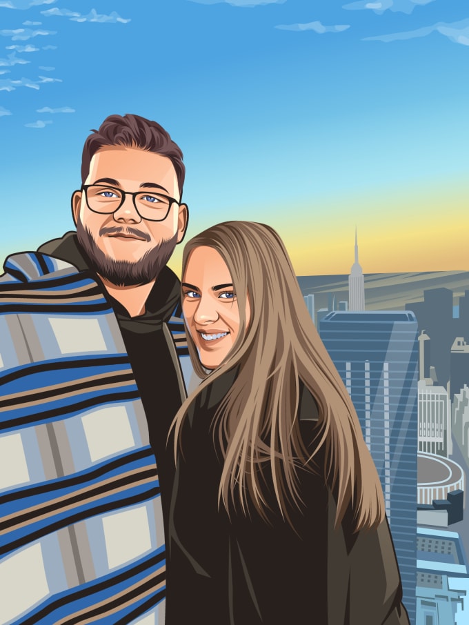 Gig Preview - Draw couple portrait illustration from your photo