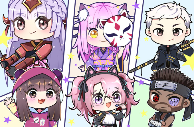 Gig Preview - Draw cute or kawaii chibi art, cute chibi couple