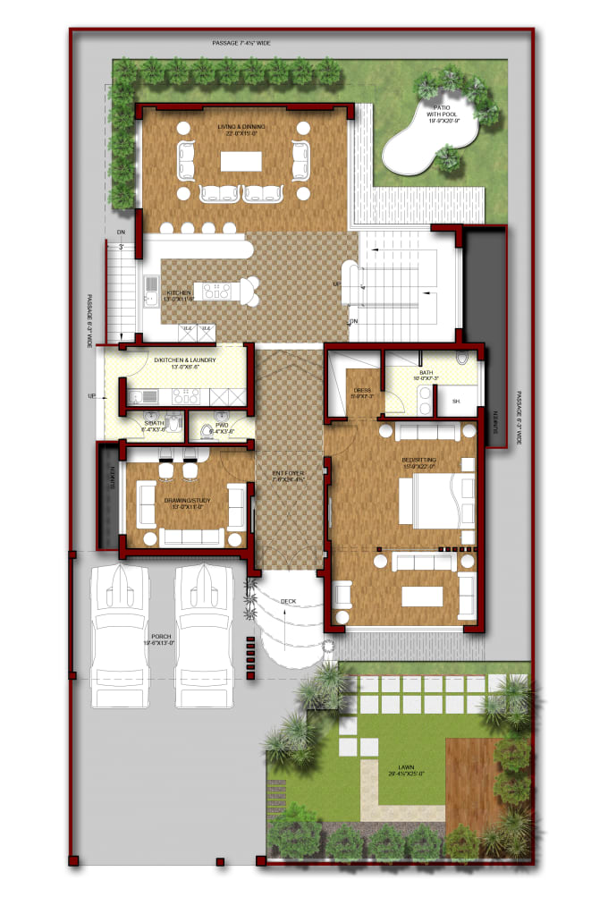 Gig Preview - Do autocad drafting of house plan with photoshop rendering