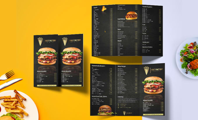 Gig Preview - Design restaurant food menu card flyer trifold bifold brochure cafe poster