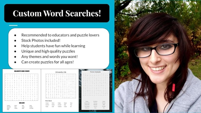 Gig Preview - Create custom and educational word searches