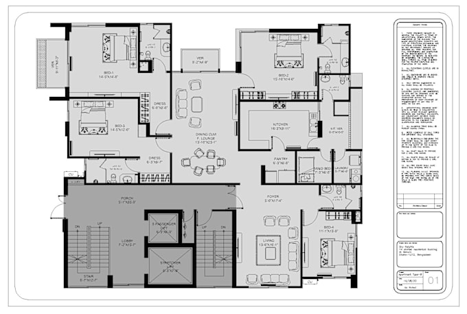 Gig Preview - Draw architectural 2d floor plan, section, elevation with autocad, revit