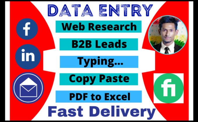 Gig Preview - Do excel data entry web research lead generation from linkedin