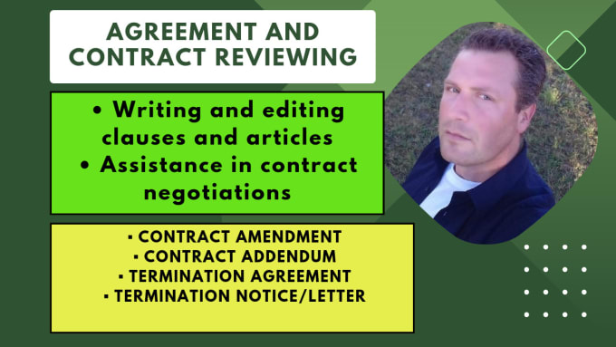 Gig Preview - Review or write contract, agreement, clause, amendment, addendum or termination