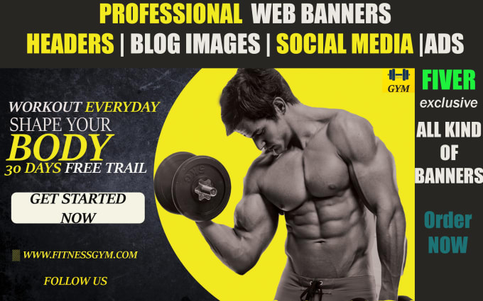 Gig Preview - Design great professional attractive web header, slider,banner,social media ads