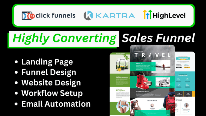 Gig Preview - Design click funnel, gohighlevel, automation, survay, system io sales funnel