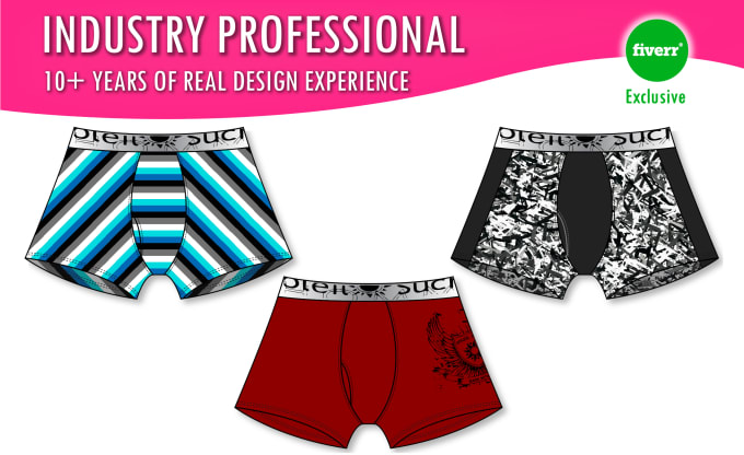 Gig Preview - Design men underwear boxer brief cad sketch and tech pack