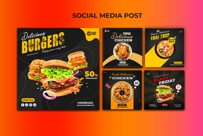 Bestseller - create social media, instagram post and food poster, food banner product design