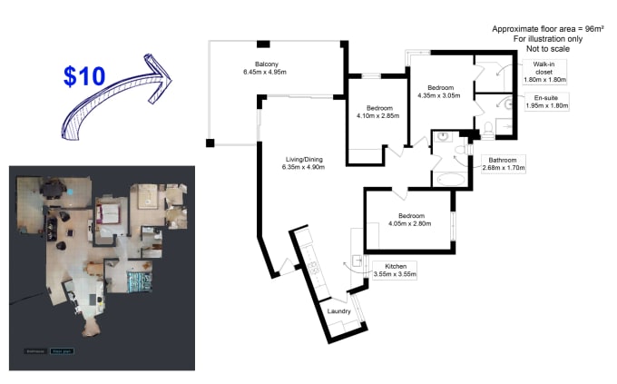 Gig Preview - Draw 2d floor plan from matterport link