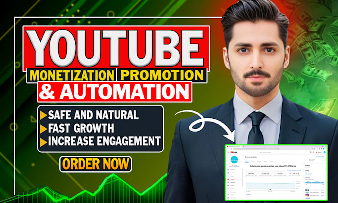 Gig Preview - Do youtube monetisation video promotion yt automation