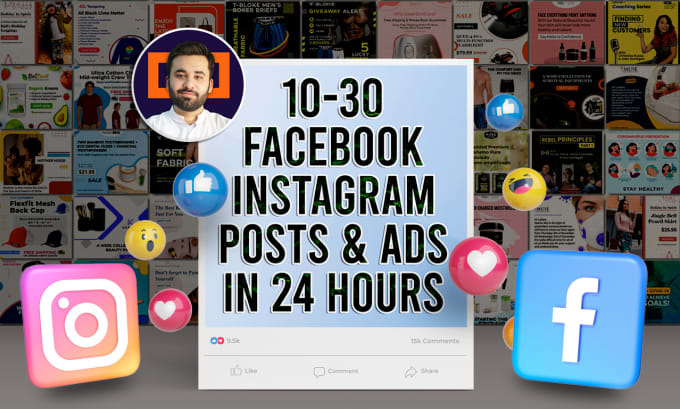 Gig Preview - Design 30 unique facebook and instagram posts banners ads in 24 hours