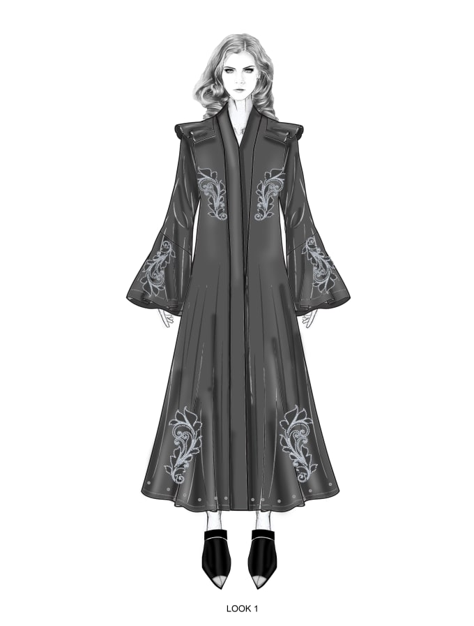 Gig Preview - Design abaya design with technical drawing