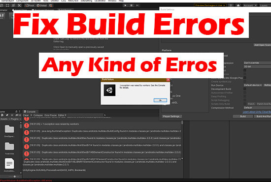 Gig Preview - Fix any unity bug or android build errors in unity game