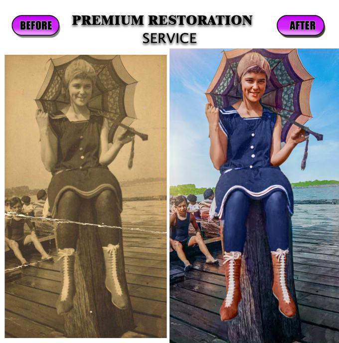 Gig Preview - Do photo restoration, colorize, repair and retouch old photos