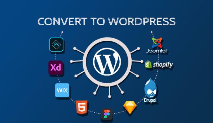 Gig Preview - Convert psd,html,wix,xd,joomla,shopify,dropal,sketch,figma,opencart to wordpress