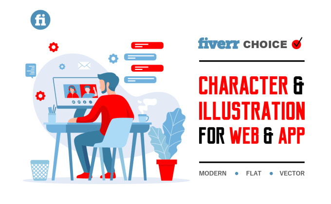 Gig Preview - Design modern flat character and illustration for web or mobile apps