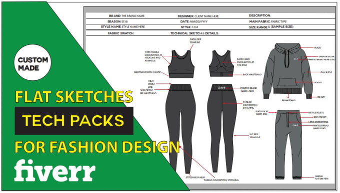 Gig Preview - Design your fashion techpacks, activewear , wedding dress design for your brand