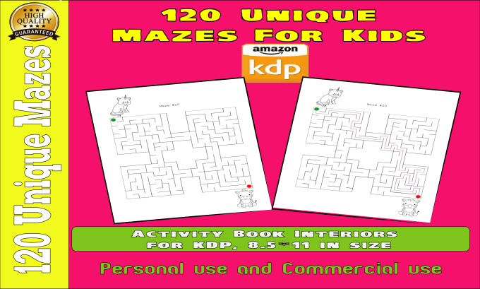 Gig Preview - Create 200 unique mazes for kids with solutions