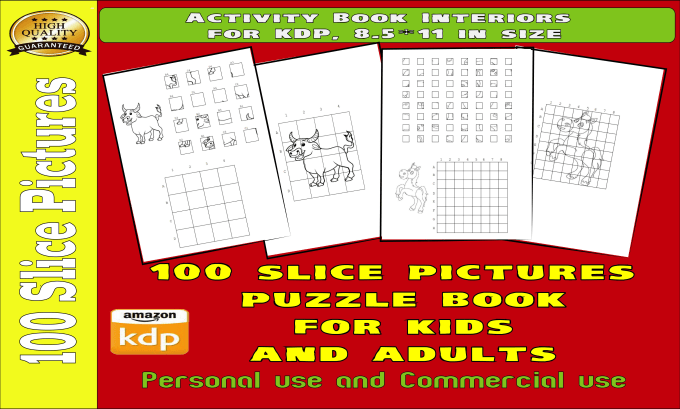 Gig Preview - Create 100 slice pictures puzzle book for kids and adults