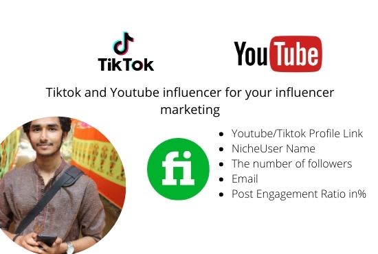 Gig Preview - Research tiktok and youtube influencer for your influencer marketing