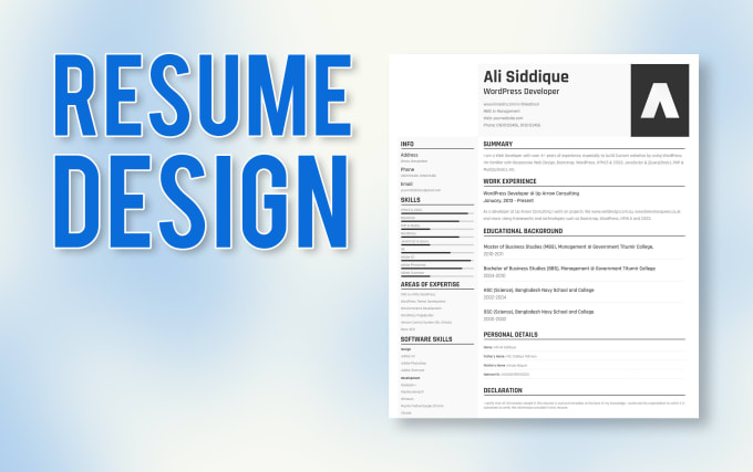 Gig Preview - Design simple and modern resume, graphic resume, cv redesign