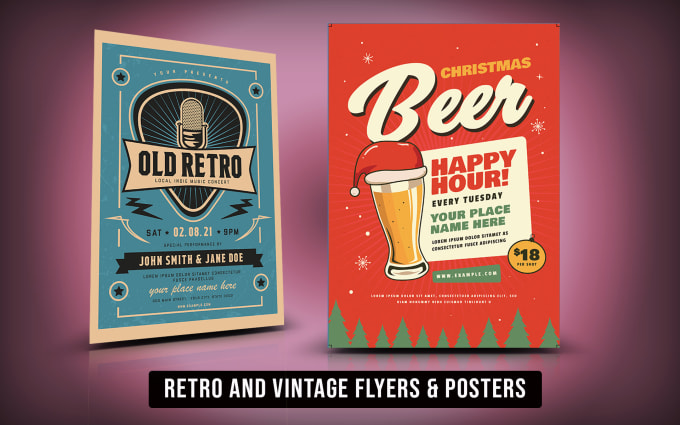 Gig Preview - Do retro flyer and vintage flyer for your business event, new year, christmas