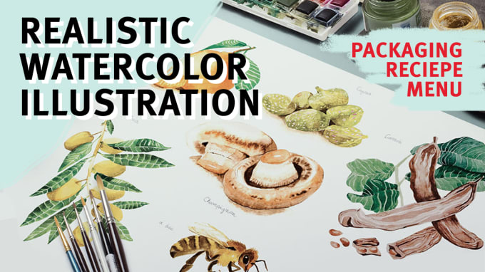 Gig Preview - Create a beautiful watercolored realistic item or food