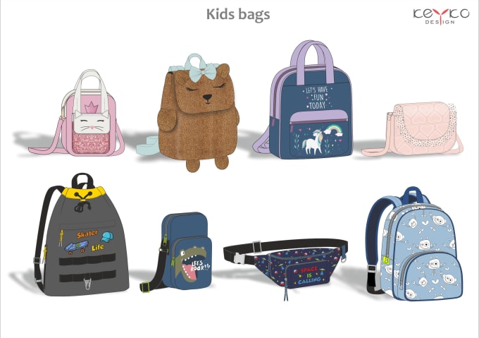 Gig Preview - Design kids backpack handbag bag