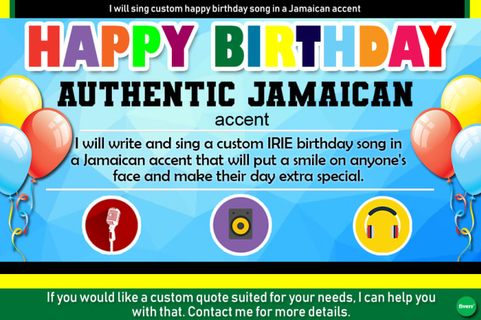 Gig Preview - Sing happy birthday song in a jamaican accent