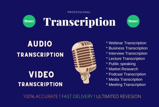 Gig Preview - Do transcribe audio and video transcription