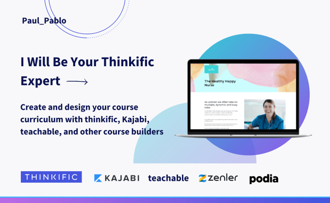 Gig Preview - Set up online course on thinkific, teachable, kajabi, samcart