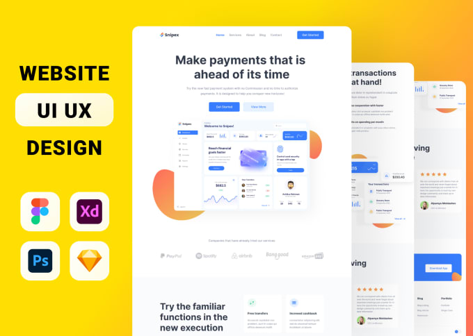 Bestseller - design trendy PSD web template or landing page UI design