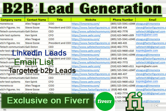 Gig Preview - Do b2b lead generation, email list, and linkedin leads