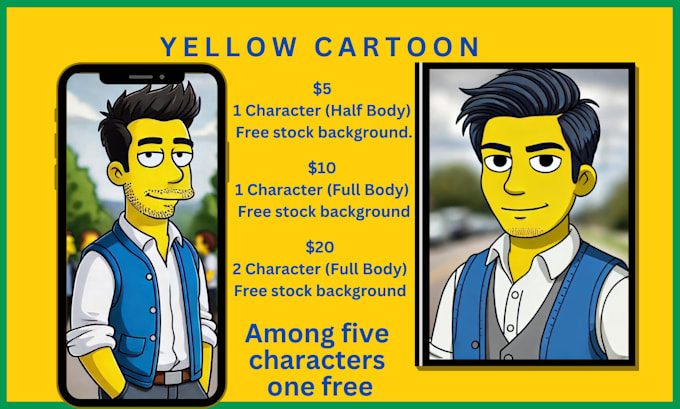 Gig Preview - Draw you as a yellow cartoon