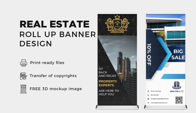 Gig Preview - Design a roll up banner design, retractable banner for real estate