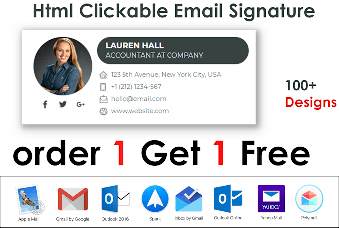 Gig Preview - Design clickable html email signature outlook gmail in 1 hours