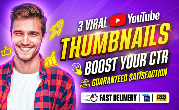 Gig Preview - Design 3 eye catching youtube thumbnails for you