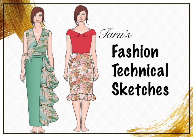 Gig Preview - Fashion design illustrations, draw technical flats cad sketch