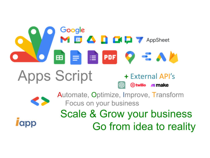 Gig Preview - Automate your business processes with google apps scripts API gpt web app