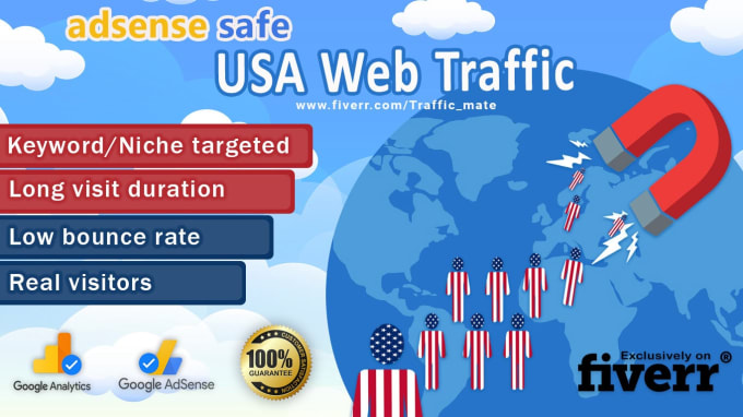 Gig Preview - Send adsense safe, keyword targeted, USA organic traffic