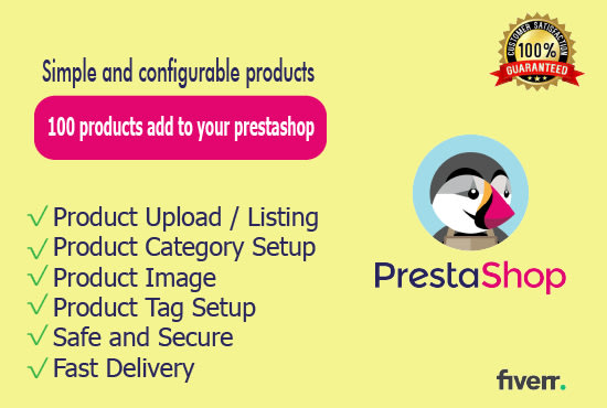 Gig Preview - Add 100 products to your prestashop