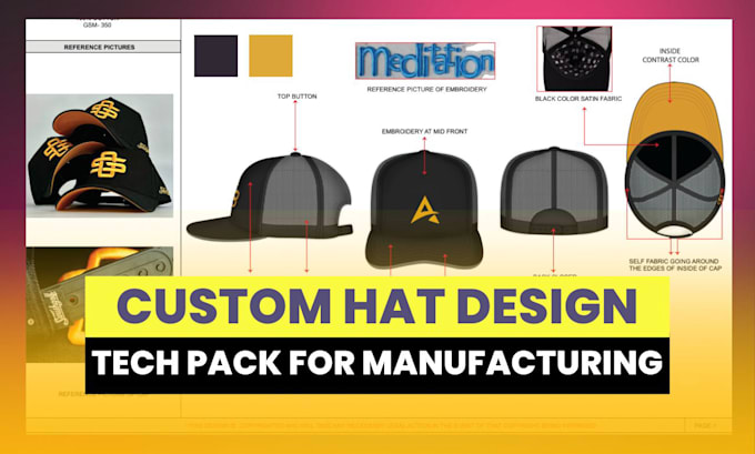 Gig Preview - Our agency will design custom hats with mockup and tech pack