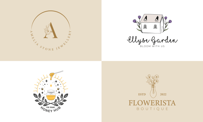 Bestseller - create hand drawn botanical boho modern logo for you