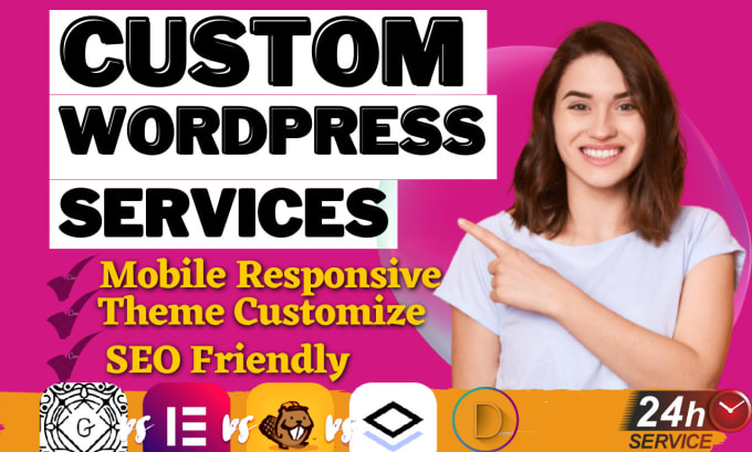 Gig Preview - Customize wordpress, fix themes design issues, build custom wordpress website