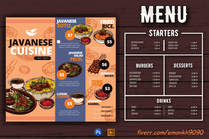 Gig Preview - Give you the best restaurant menu or flyer design