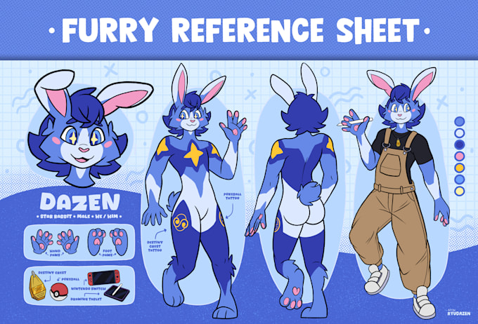 Gig Preview - Draw a reference sheet for your furry character