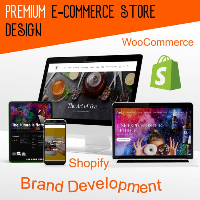 Gig Preview - Ecom store bei shopify woocommerce wix entwickeln branding web design