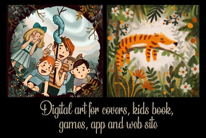 Gig Preview - Do  digital art for covers, kids book, games, app and web site